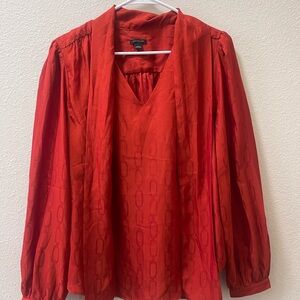 Ann Taylor Red Blouse with V-Neck
